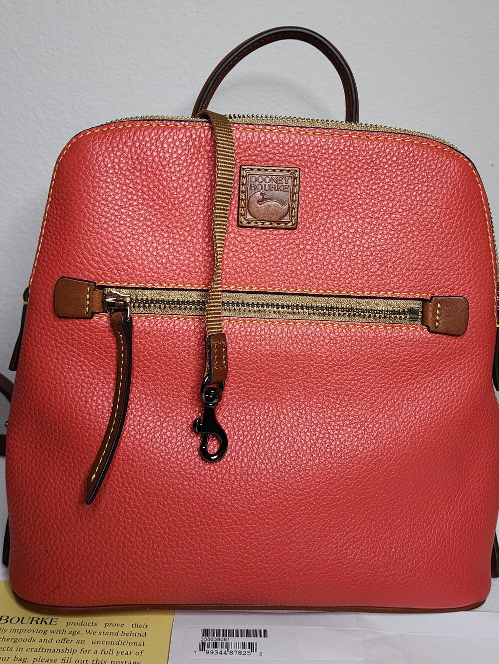 New Dooney & Bourke Small Pebble Leather Backpack in Coral Color - Picture 5 of 15